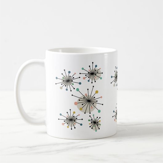Farbenfrohe atomare Sternexplosion Türkis Retro Ta Kaffeetasse (Links)