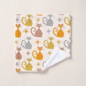 Farbenfrohe Atomkatzen aus der Mitte des Jahrhunde Badhandtuch Set (Waschlappen)