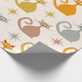 Farbenfrohe Atomkatzen aus der Mitte des Jahrhunde Geschenkpapier (Ecke)