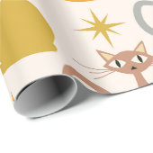 Farbenfrohe Atomkatzen aus der Mitte des Jahrhunde Geschenkpapier (Rolleneckpunkt)