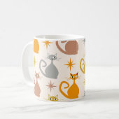 Farbenfrohe Atomkatzen aus der Mitte des Jahrhunde Kaffeetasse (Vorderseite Links)