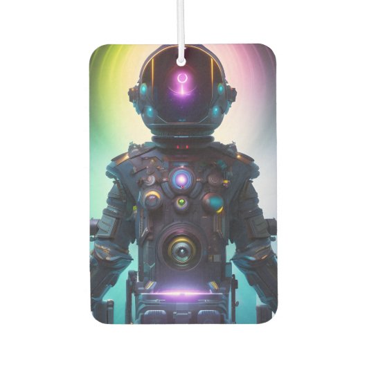 Farbenfrohe Atompunk Astronaut digitale Kunst Autolufterfrischer (Vorderseite)