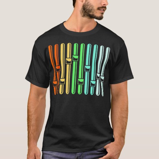 Farbenfrohe Audio Engineer Sound VU Meter T-Shirt (Vorderseite)