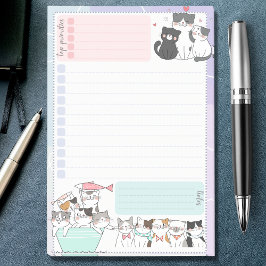 Farbenfrohe Aufgabenliste mit Niedlichen Katzen Post-it Klebezettel