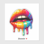 Farbenfrohe Aufkleber "Dripping Lips" (Blatt)