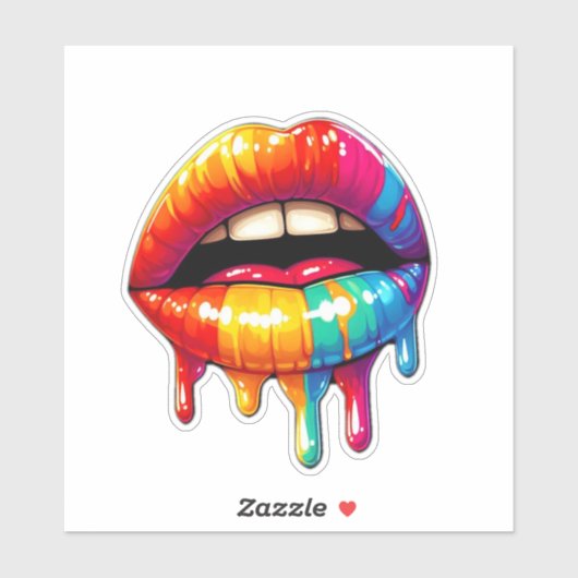 Farbenfrohe Aufkleber "Dripping Lips" (Blatt)