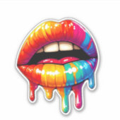 Farbenfrohe Aufkleber "Dripping Lips" (Vorderseite)