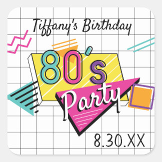 Farbenfrohe Aufkleber für das Party der 80er Jahre