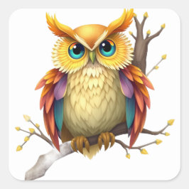 Farbenfrohe Aufkleber für Eule