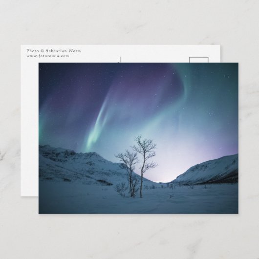 Farbenfrohe Aurora Postkarte (Vorne/Hinten)