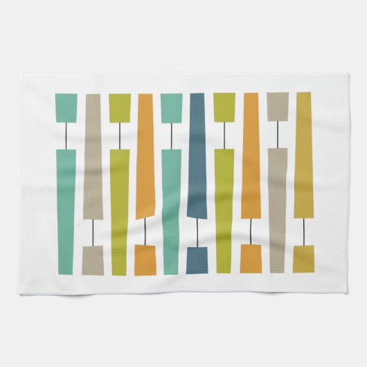 Farbenfrohe Ausrufepunkte Mitte des Jahrhunderts M Geschirrtuch (Horizontal)