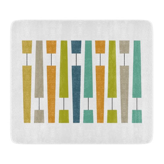 Farbenfrohe Ausrufepunkte Mitte des Jahrhunderts M Schneidebrett (Vorderseite)