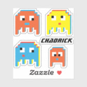 Farbenfrohe Außerirdischen im Retroblockstil und N Aufkleber (Blatt)