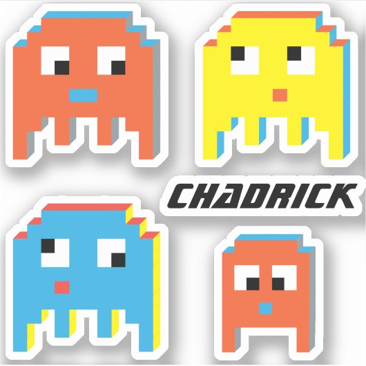 Farbenfrohe Außerirdischen im Retroblockstil und N Aufkleber (Vorderseite)