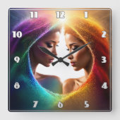 Farbenfrohe Äußerung von Dualität und Harmonie in Quadratische Wanduhr (Vorderseite)