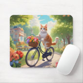 Farbenfrohe Aussicht mit Katze auf dem Fahrradmaus Mousepad (Mit Mouse)