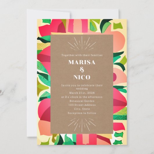 Farbenfrohe Aussichten Abstrakte Hochzeit Cardstoc Einladung (Vorderseite)