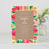 Farbenfrohe Aussichten Abstrakte Hochzeit Cardstoc Einladung (Stehend Vorderseite)