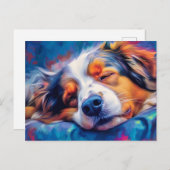 Farbenfrohe australische Schäfer schlafend Postkarte (Vorne/Hinten)
