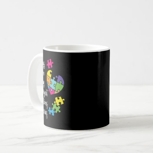 Farbenfrohe Autismus-Bewusstsein Geschenk Design f Kaffeetasse (Vorderseite Links)