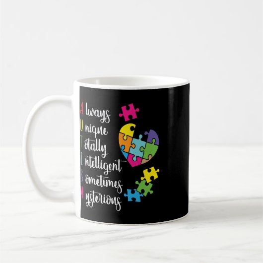 Farbenfrohe Autismus-Bewusstsein Geschenk Design f Kaffeetasse (Links)