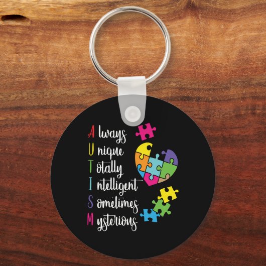 Farbenfrohe Autismus-Bewusstsein Geschenk Design f Schlüsselanhänger (Vorderseite)