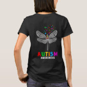 Farbenfrohe Autismus Dragonfly Puzzle Autismus Bew T-Shirt (Rückseite)