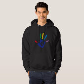 Farbenfrohe Autismus Hand Hoodie (Vorne ganz)