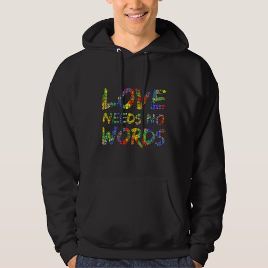 Farbenfrohe Autismus Zitat Puzzle Piece Liebe brau Hoodie (Vorderseite)