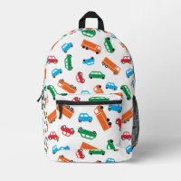 Farbenfrohe Autos und LKW-Muster-Rucksack für Kind