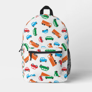 Farbenfrohe Autos und LKW-Muster-Rucksack für Kind Bedruckter Rucksack