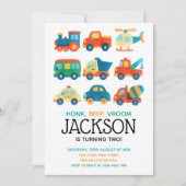 Farbenfrohe Autoverkehr Geburtstag Einladung (Vorderseite)