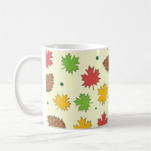 Farbenfrohe Autumnal-Leafen und Pine Cones Muster Kaffeetasse