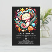 Farbenfrohe Axolotl Moderne Geburt Einladung (Stehend Vorderseite)