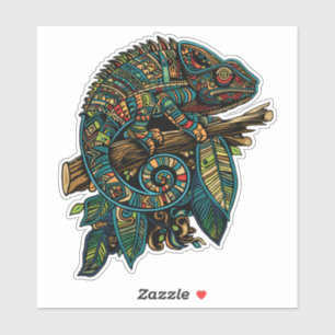 Farbenfrohe Aztec Chameleon Mosaic Lizard Aufkleber