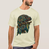 Farbenfrohe Aztec Mosaic Chameleon auf Zweigstelle T-Shirt (Vorderseite)