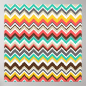 Farbenfrohe Aztec Tribal Zickzack ZigZag Streifen  Poster (Vorne)