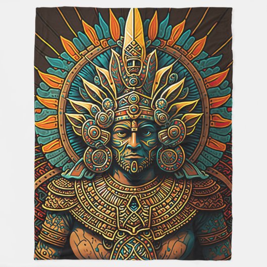 Farbenfrohe Aztec Warrior Blanket Fleecedecke (Vorderseite)