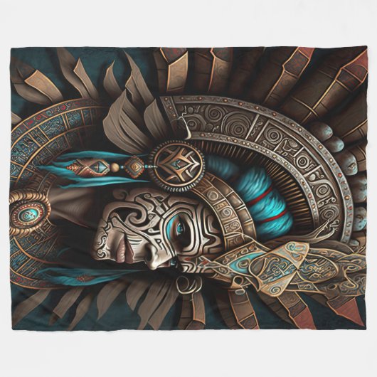 Farbenfrohe Aztec Warrior Blanket Fleecedecke (Vorderseite (Horizontal))
