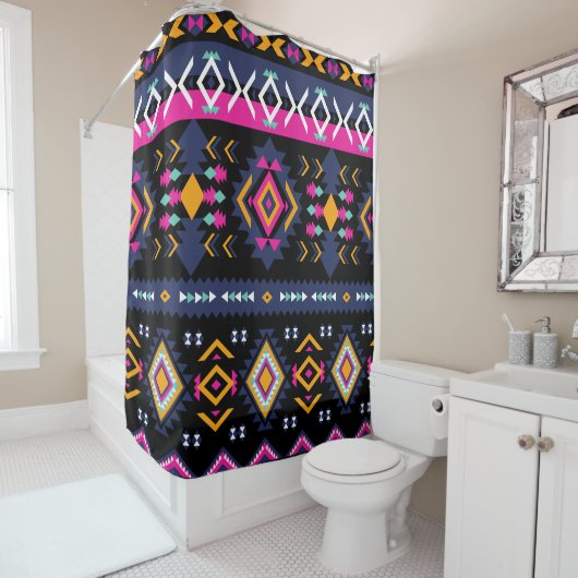 Farbenfrohe Azteken Duschvorhang (Beispiel)