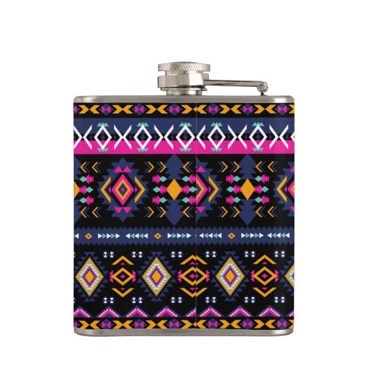 Farbenfrohe Azteken Flachmann (Rückseite)