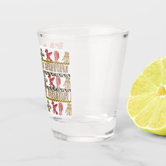 Farbenfrohe Azteken Kunst & Symbole Schnapsglas (Rechts)