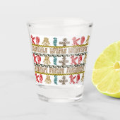 Farbenfrohe Azteken Kunst & Symbole Schnapsglas (Vorderseite)