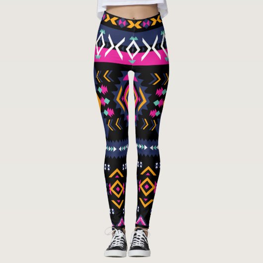 Farbenfrohe Azteken Leggings (Vorderseite)