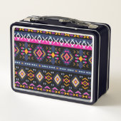 Farbenfrohe Azteken Metall Brotdose (Rückseite)