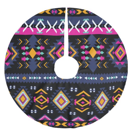 Farbenfrohe Azteken Polyester Weihnachtsbaumdecke (Vorderseite)