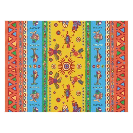 Farbenfrohe Azteken Tischdecke (Vorderseite (Horizontal))