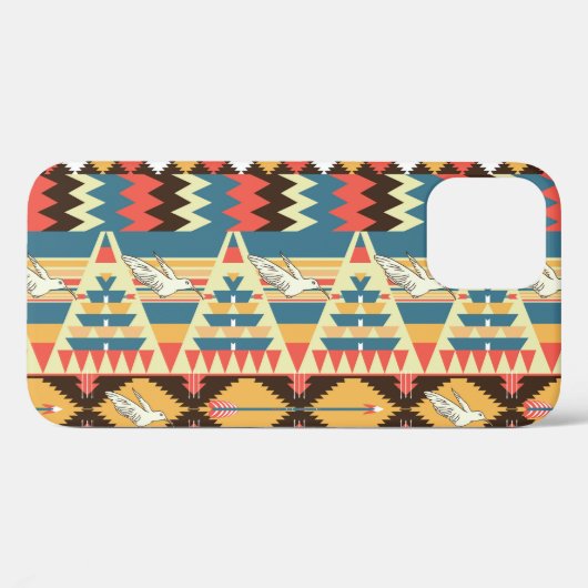 Farbenfrohe Azteken: Vögel, Muster der Blume. Case-Mate iPhone Hülle (Rückseite (Horizontal))