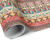 Farbenfrohe Azteken: Vögel, Muster der Blume. Geschenkpapier (Rolleneckpunkt)