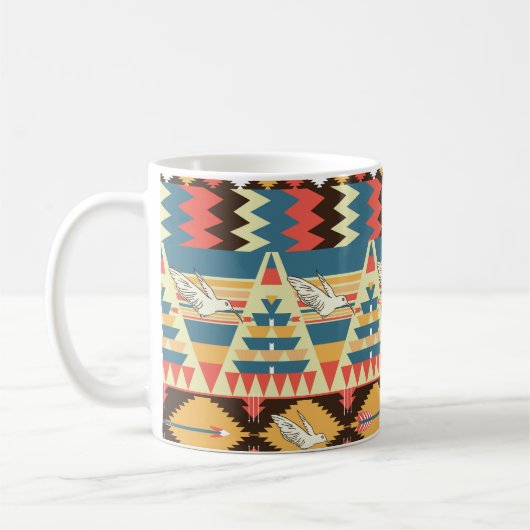 Farbenfrohe Azteken: Vögel, Muster der Blume. Kaffeetasse (Links)